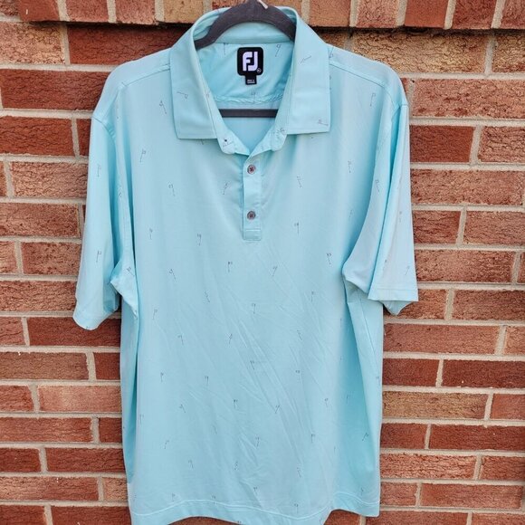 FJ Other - FootJoy FJ Polo Shirt Men's Size XL Mint Green Golf Flag All Over Print